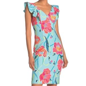 Trina Turk Flutter Sleeve Printed Linzy Dress Sz 8